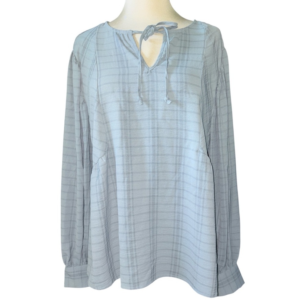 Lee blouse long sleeves w/buttons pullover stripes loose fit keyhole Sz XL NWT
